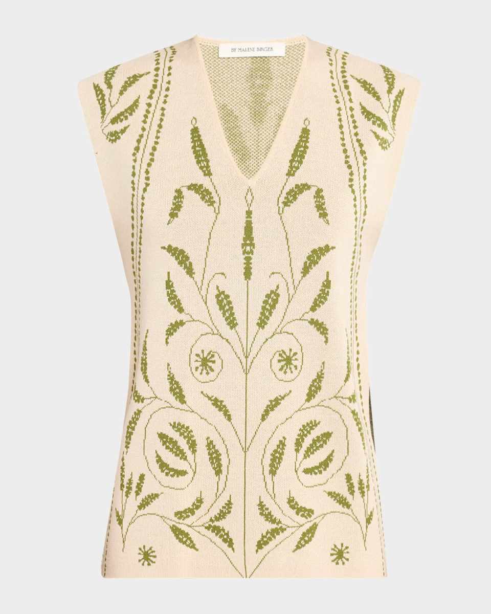 Isolt Botanical Jacquard Knit Vest